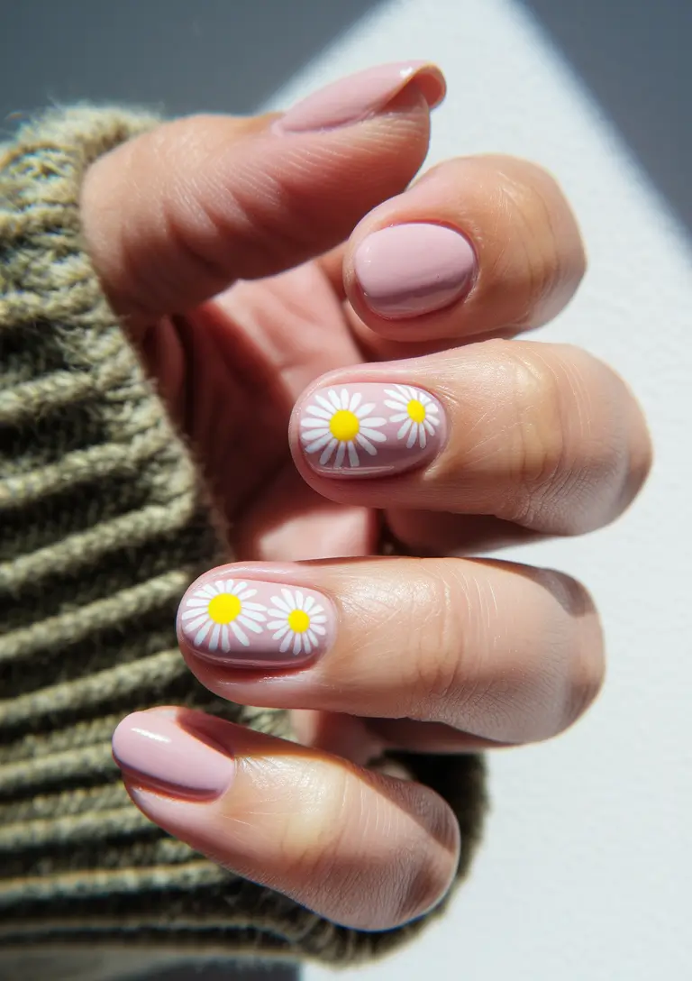 june nails color ideas Daisy-Inspired Floral Delight