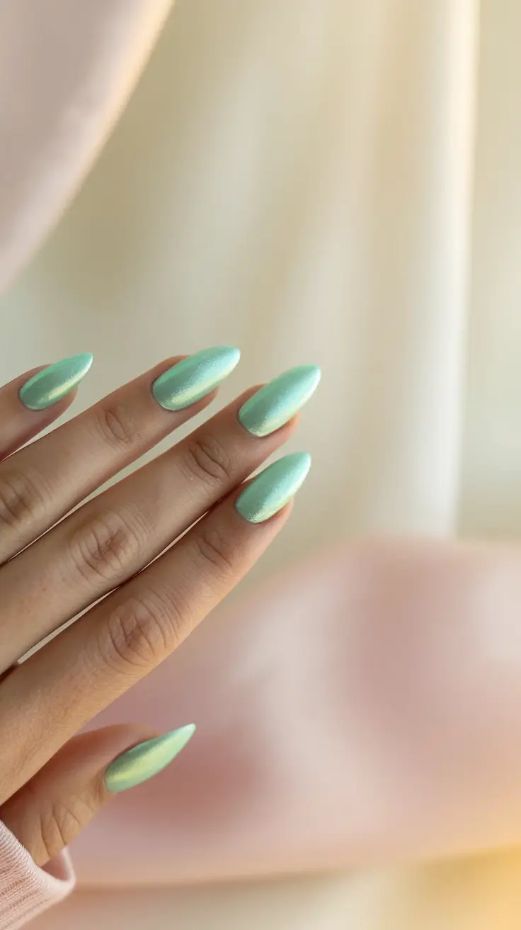 june nails color ideas Mint Green Metallics