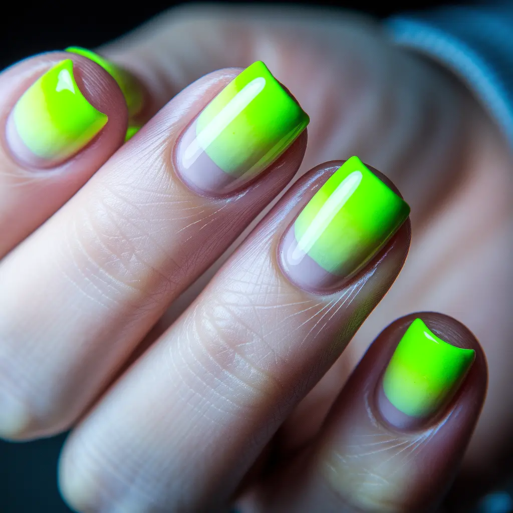 june nails color ideas Electric Green French Tips
