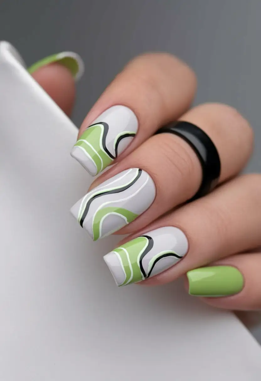 june nails color ideas Olive and Swirls
