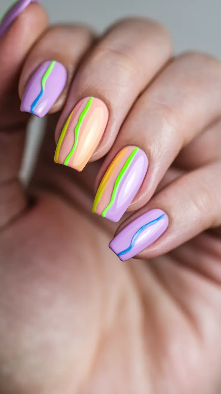 june nails color ideas Pastel Wave Delight