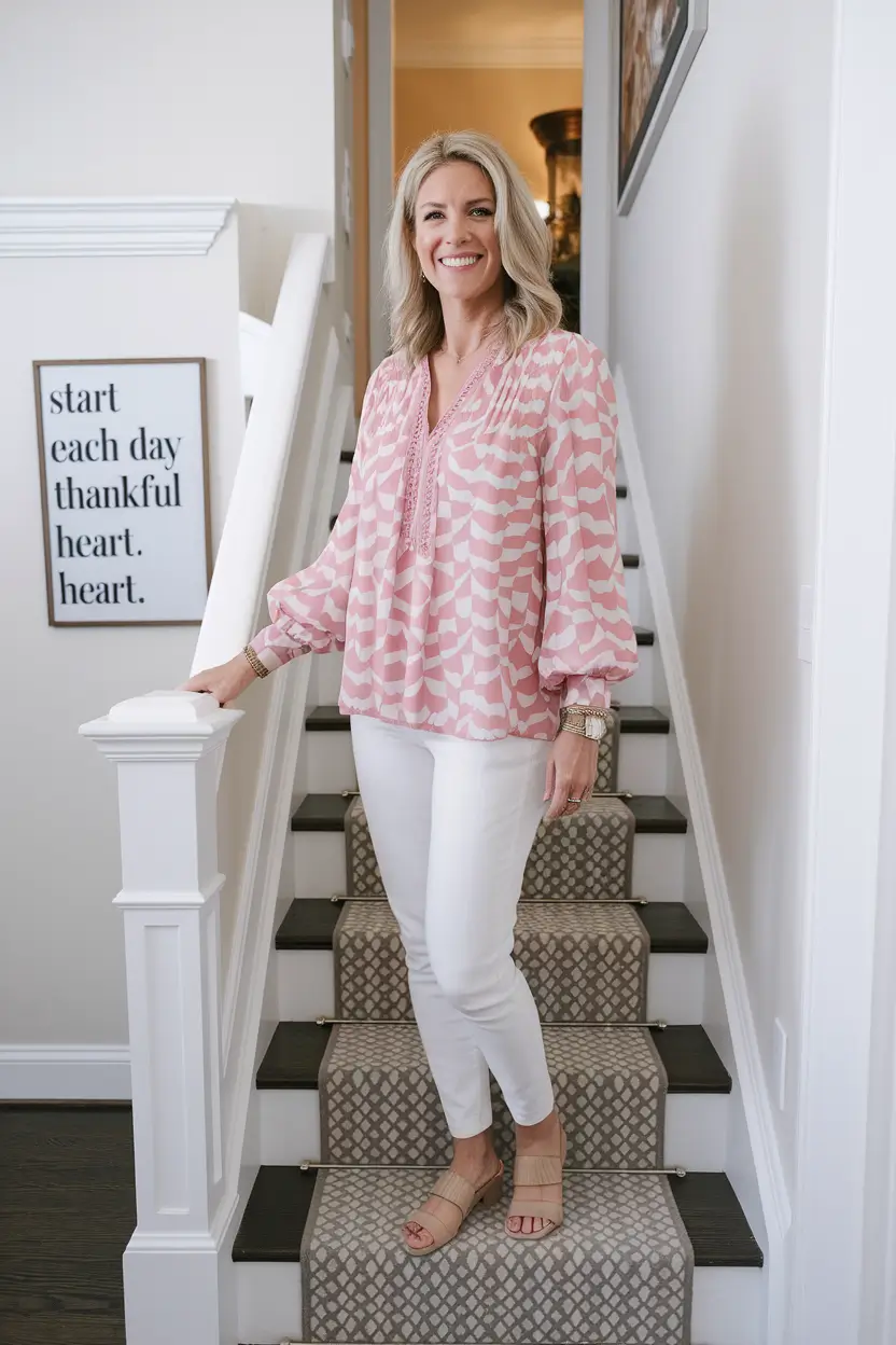 Outfits for Women Over 50 - Summer 2025 ideas Blushing and Bold in Pink and White