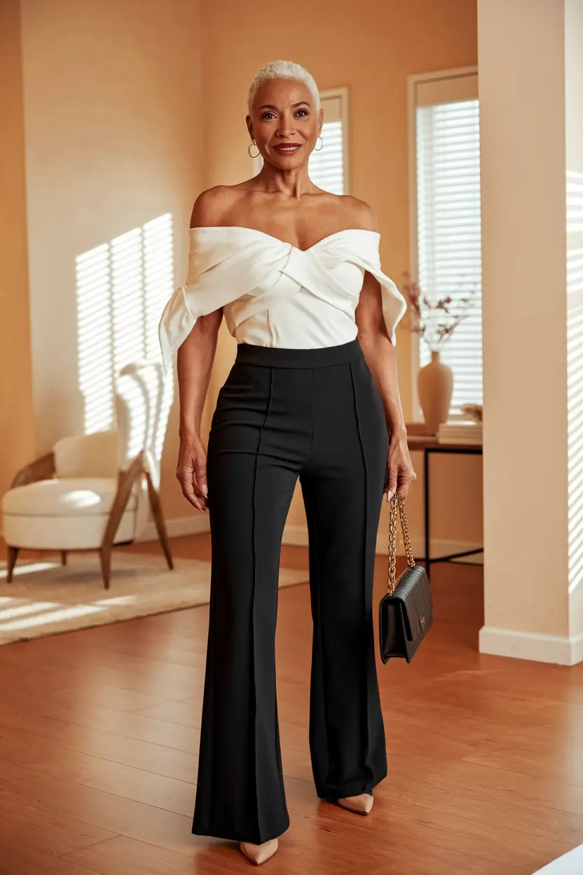 outfits women over 50 summer 2025 Elegant Evening Energy in Monochrome