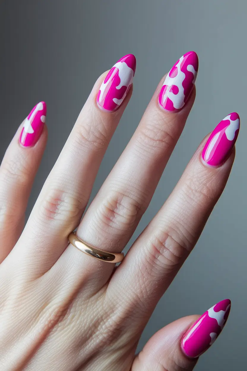 simple summer nails abstract cowprint energy
