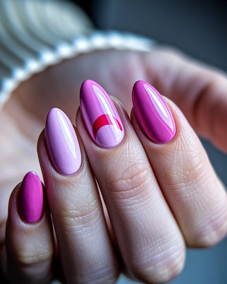 simple summer nails color block moonlight in pink