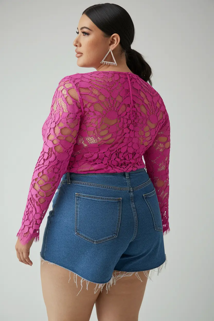 plus size outfits ideas summer 2025 Bold Lace and Denim Sass