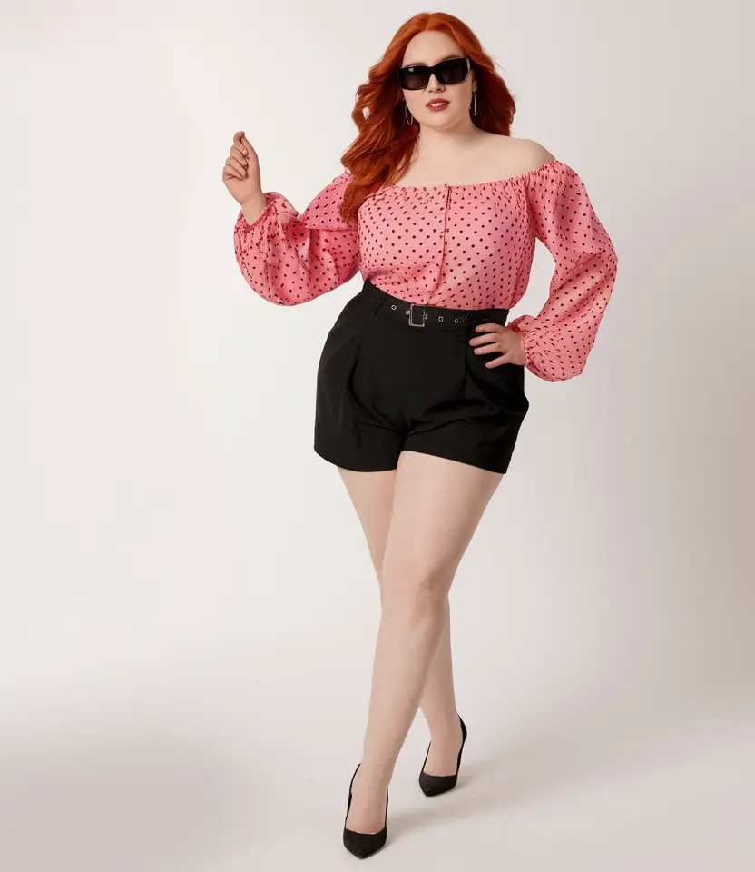 plus size outfits ideas summer 2025 Retro Romance in Polka Dots