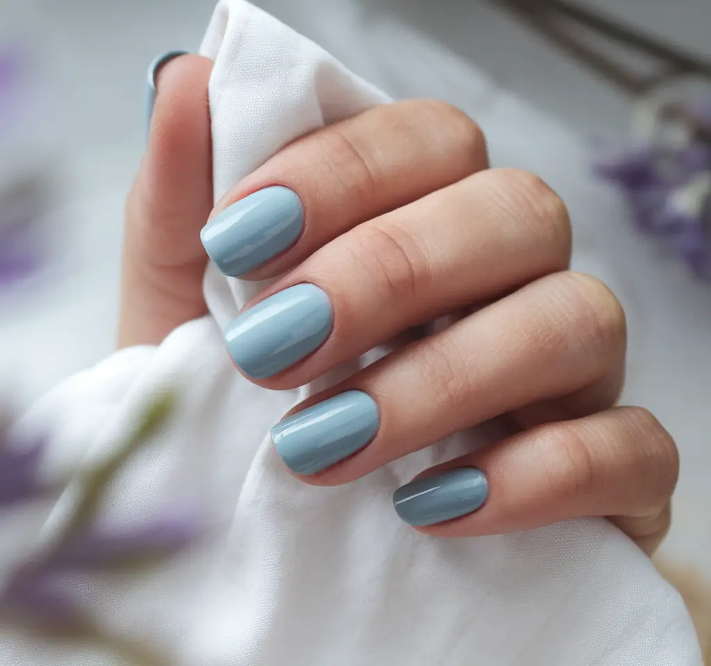 short summer nails 2025 Serene Blue Elegance