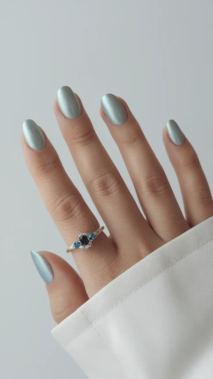 short summer nails 2025 Metallic Mermaid Vibes