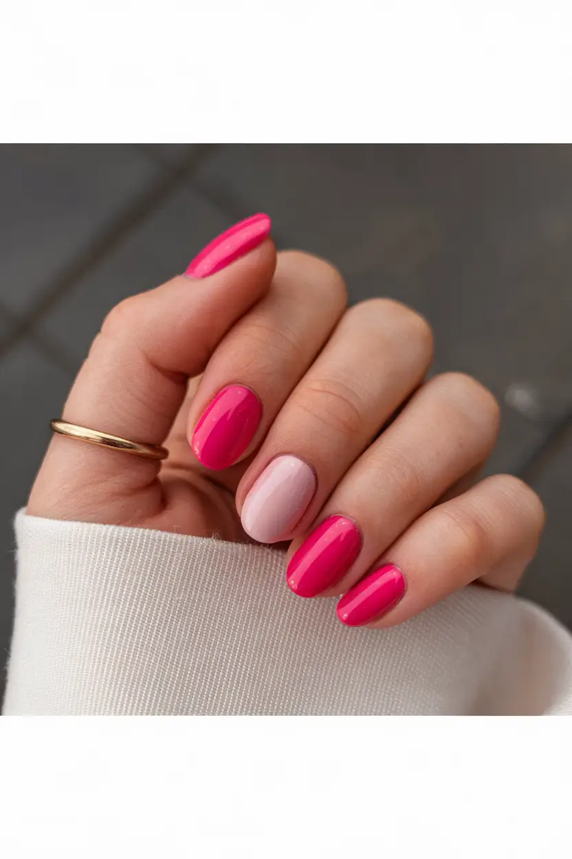 short summer nails 2025 Bold Pink Pop