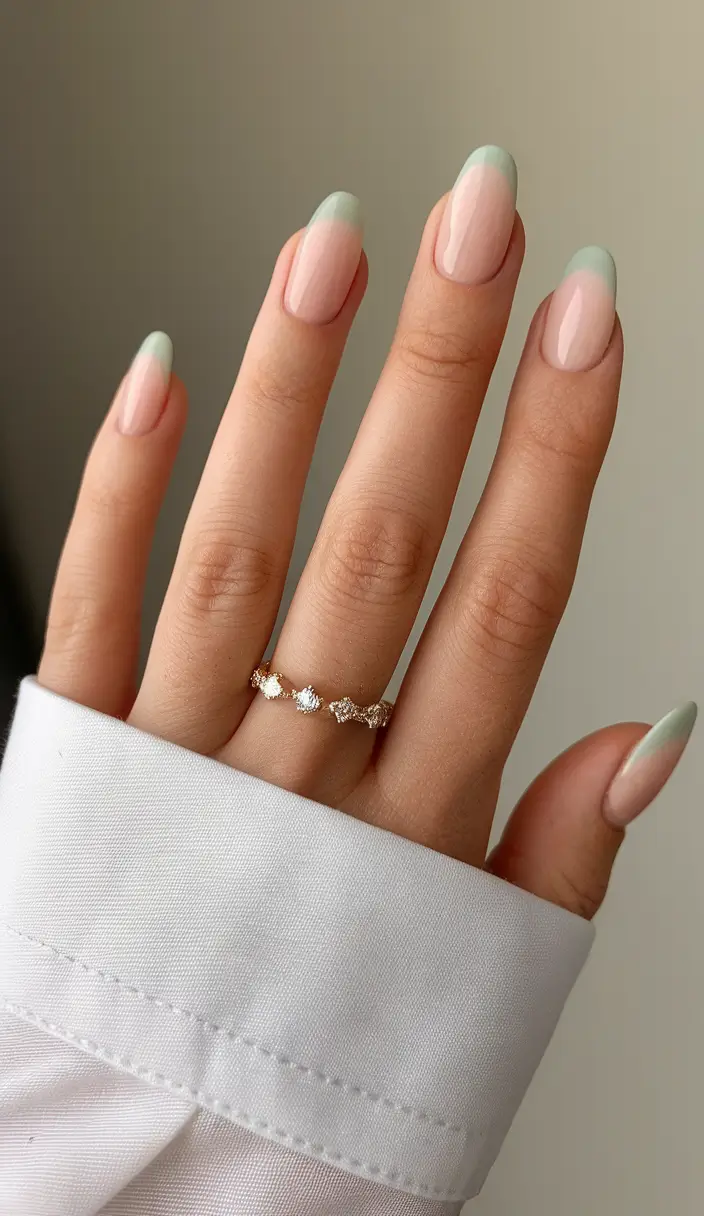 short summer nails 2025 Mint French Tip for a Fresh Look
