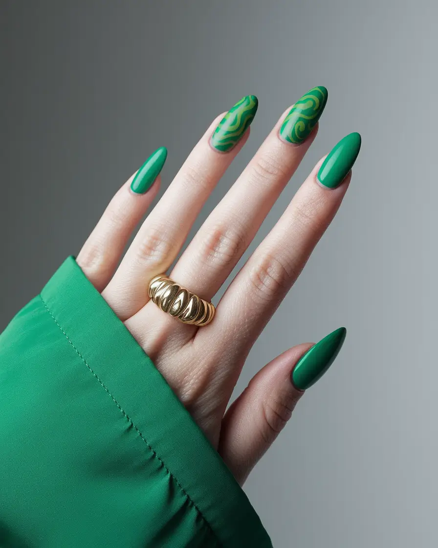 simple summer nails+Jungle Matte with Graphic Green Art