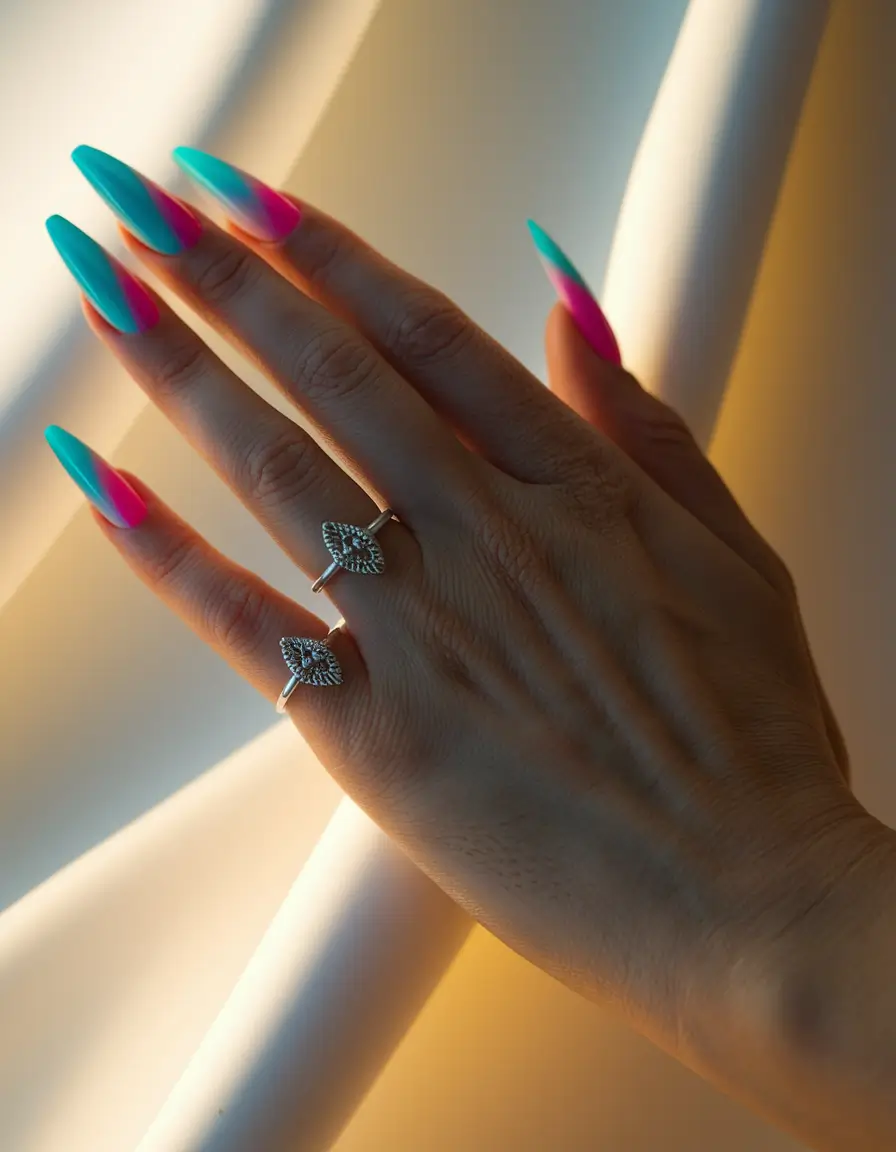 simple summer nails+Electric Sorbet Fade in Cool Pink and Blue