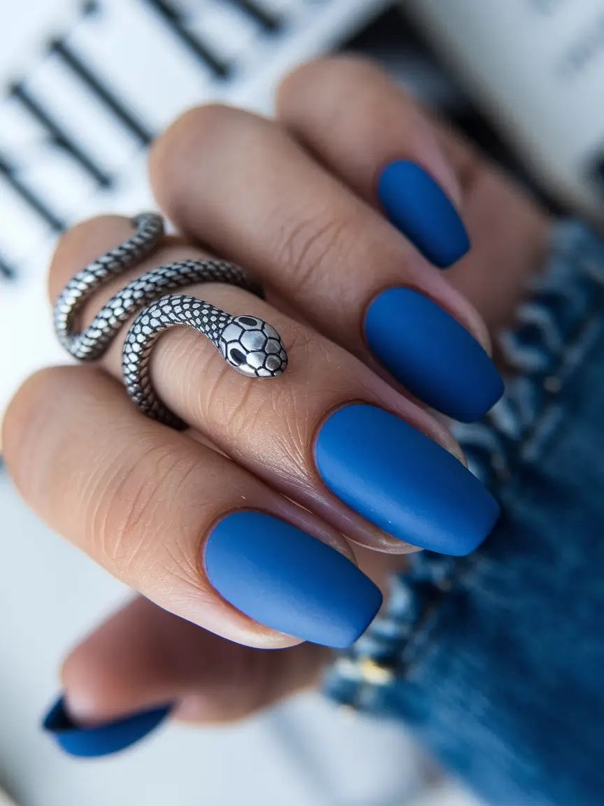 simple summer nails+Matte Royal Blue Power Move