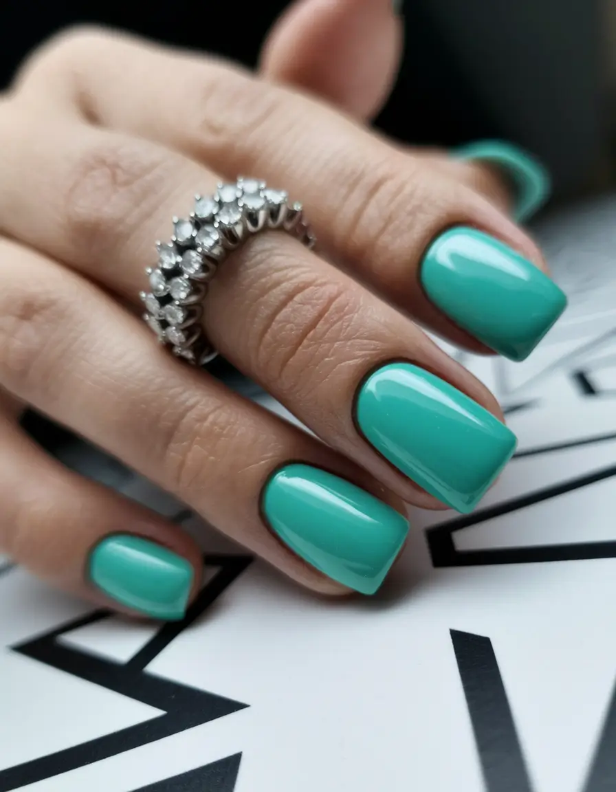 simple summer nails+Minty Square Shine for Everyday Luxe