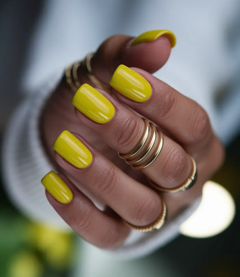 simple summer nails+Lemon Zing on Rounded Neutrals