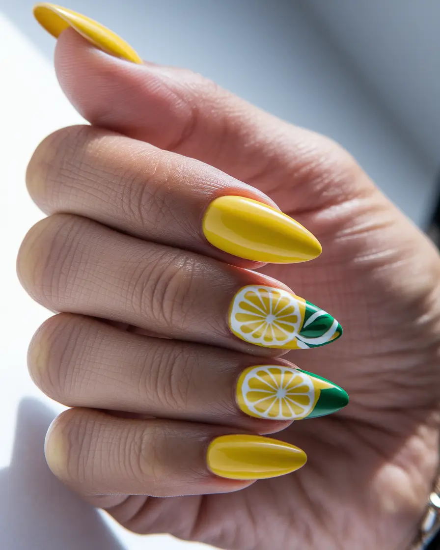 simple summer nails+Zesty Lemon Slice Summer Vibe