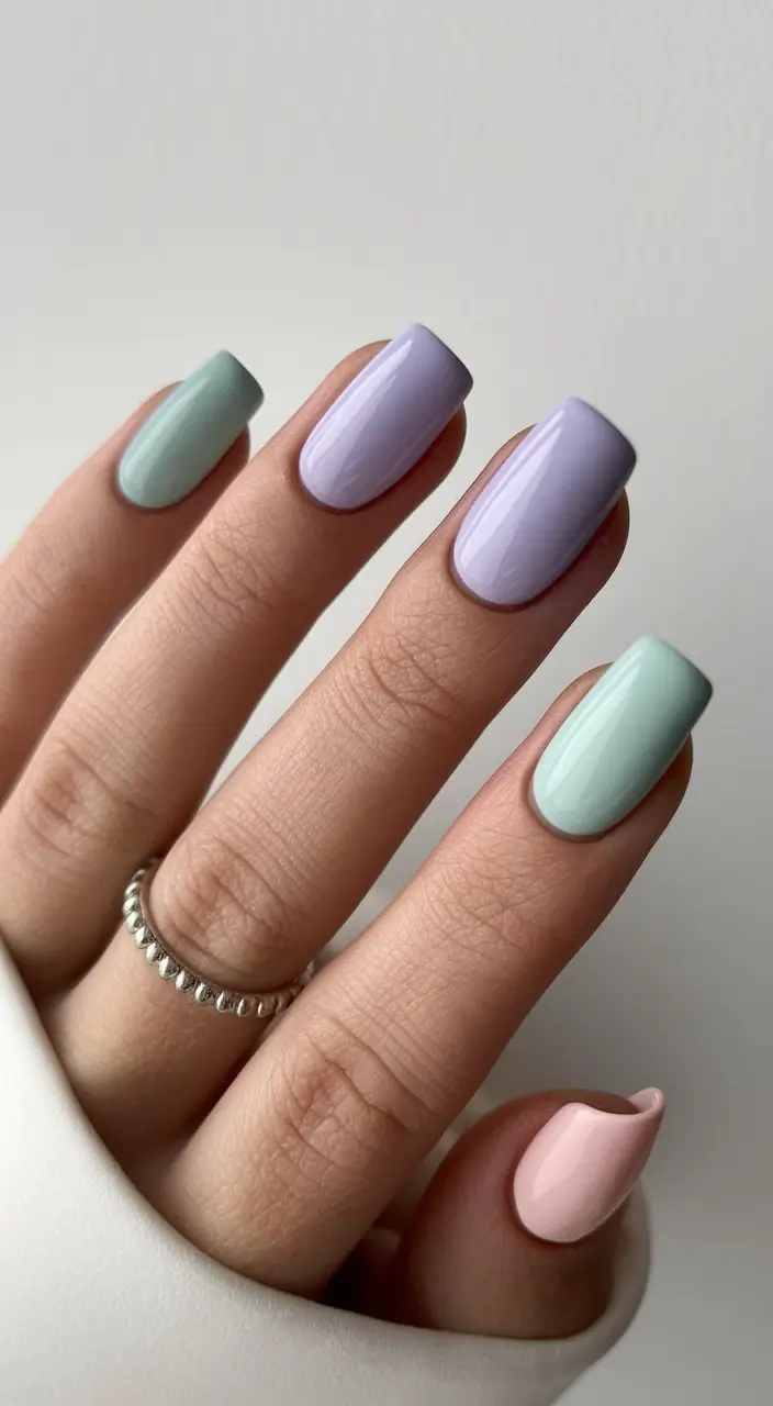 simple summer nails ideas 2025 Lavender and Mint for Minimalist Summer Magic