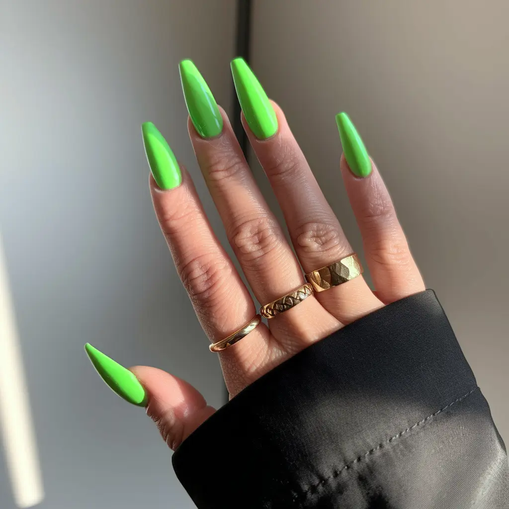 simple summer nails ideas 2025 Neon Green for the Brave