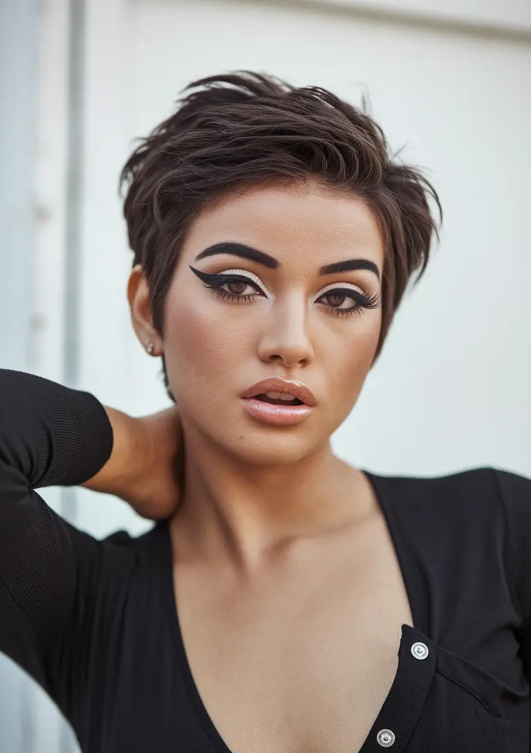 short haircut summer Edgy Tousled Pixie with Soft Bangs