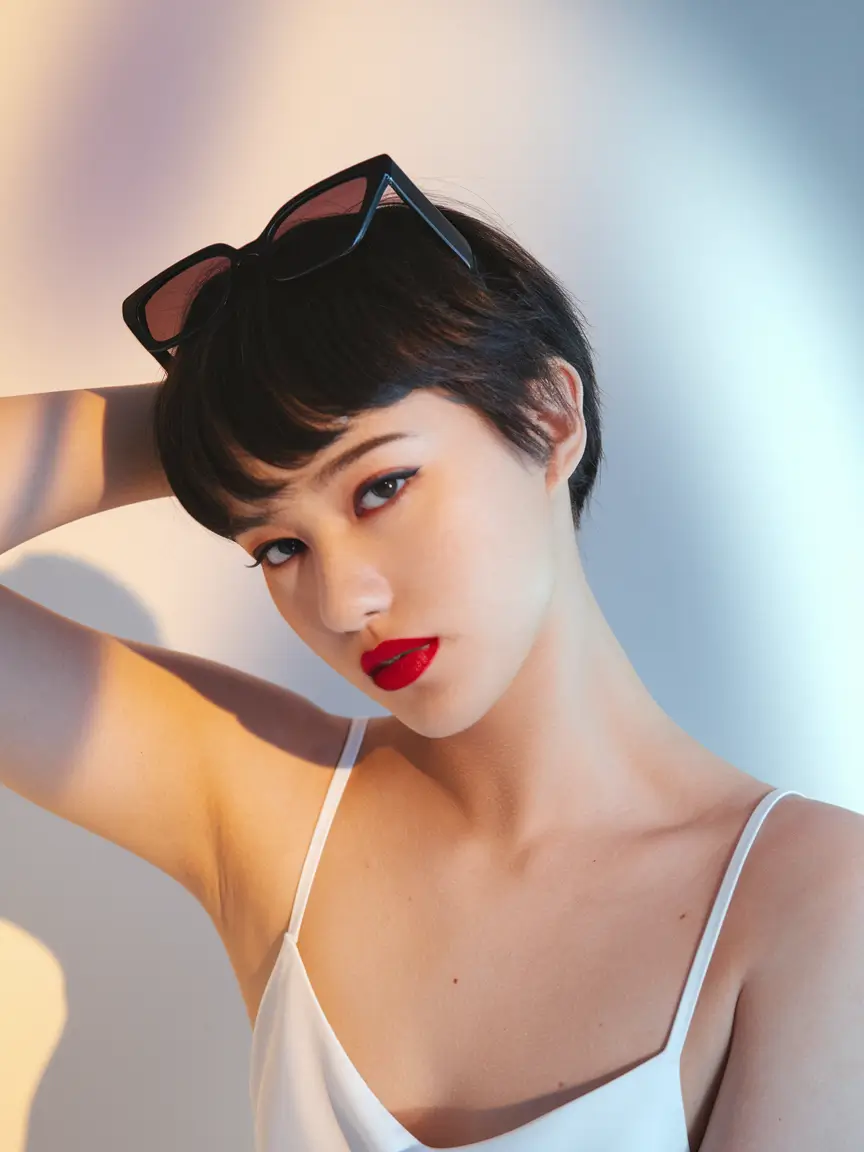 summer short haircut women French-Inspired Pixie with Rounded Bangs