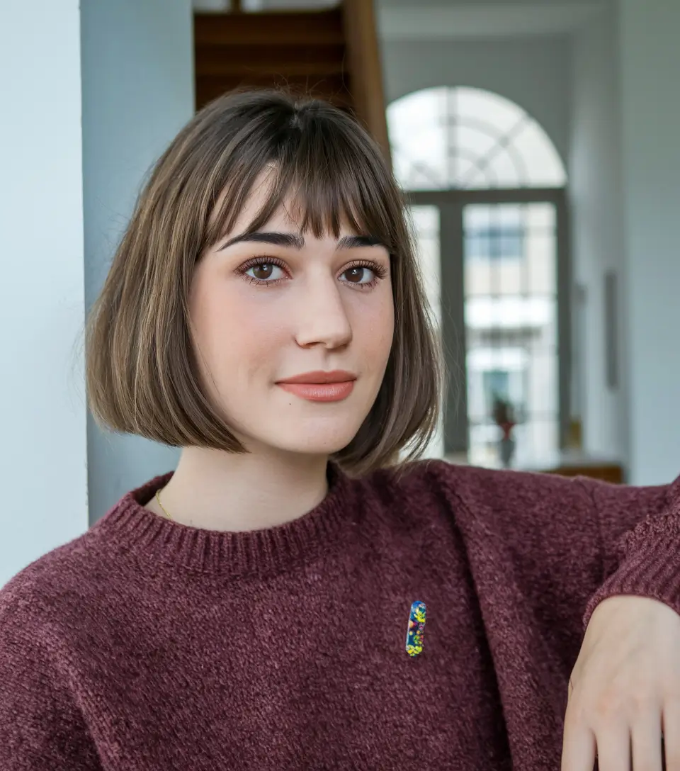 summer short haircut Classic French Bob with Baby Fringe