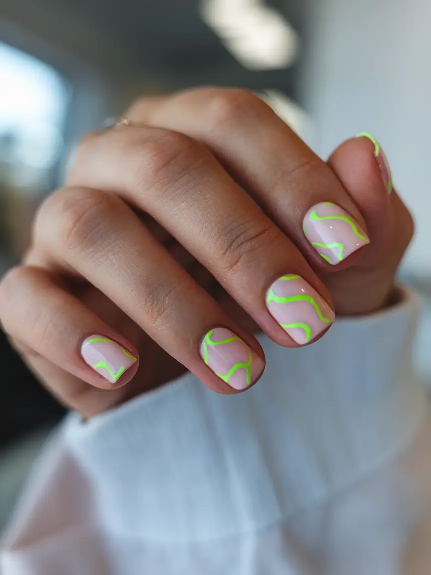 summer nails color ideas 2025 Neon Swirls for a Playful Summer Vibe