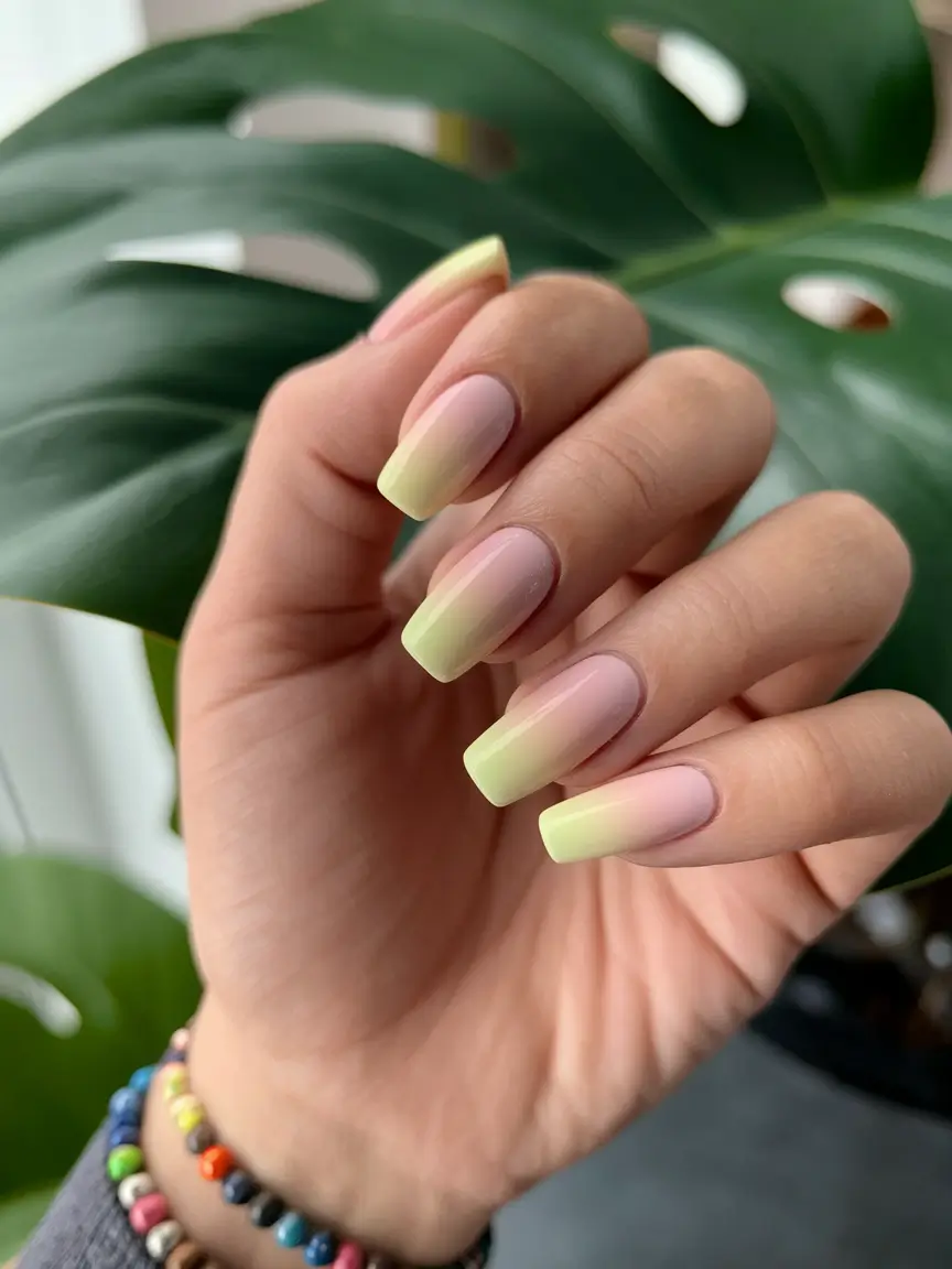 trendy summer nails ideas 2025 Soft Lemon Fade Over Bare Nude
