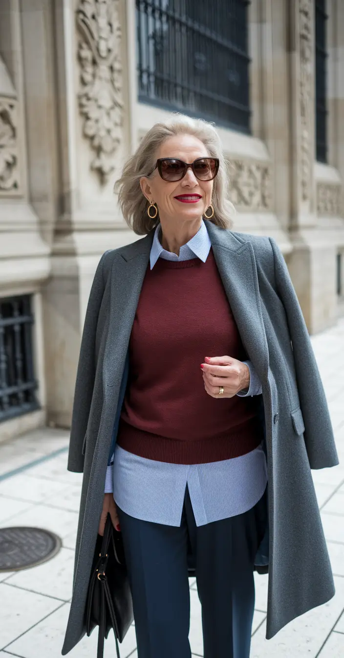 fall outfits for women over 50 2025 Layered Elegance with Structured Outerwear