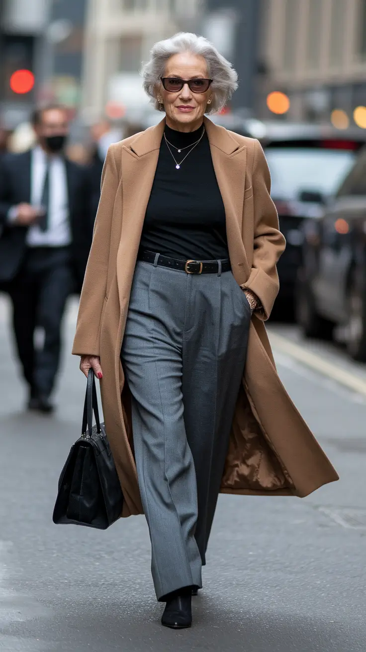 fall outfits for women over 50 casual+City Smart in Camel and Charcoal