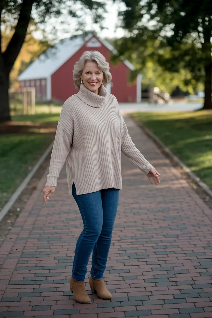 fall outfits for women over 50 casual Everyday Chic With Skinny Denim and Knitwear