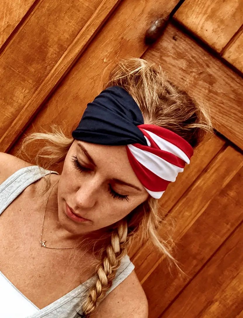 july nails ideas 2025 Messy Side Braid with a Flag Twist Headband