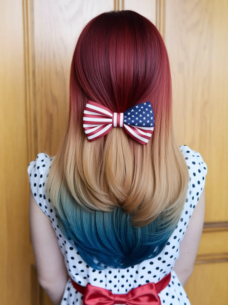july nails ideas 2025 Ombre Perfection with a Statement Bow