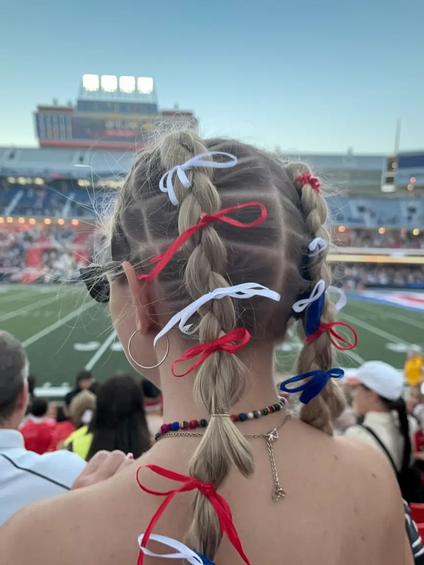 july nails ideas 2025 Stadium Braids with Micro Ribbon Accents
