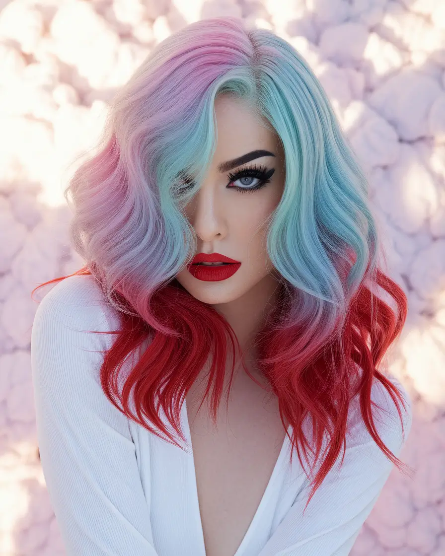 july nails ideas 2025 Cotton Candy Americana Waves