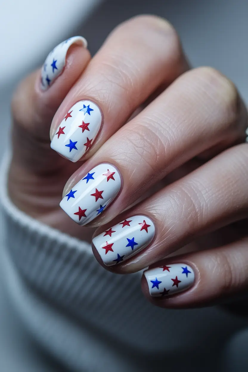 4th of july nails simple Bold Star-Spangled Simplicity