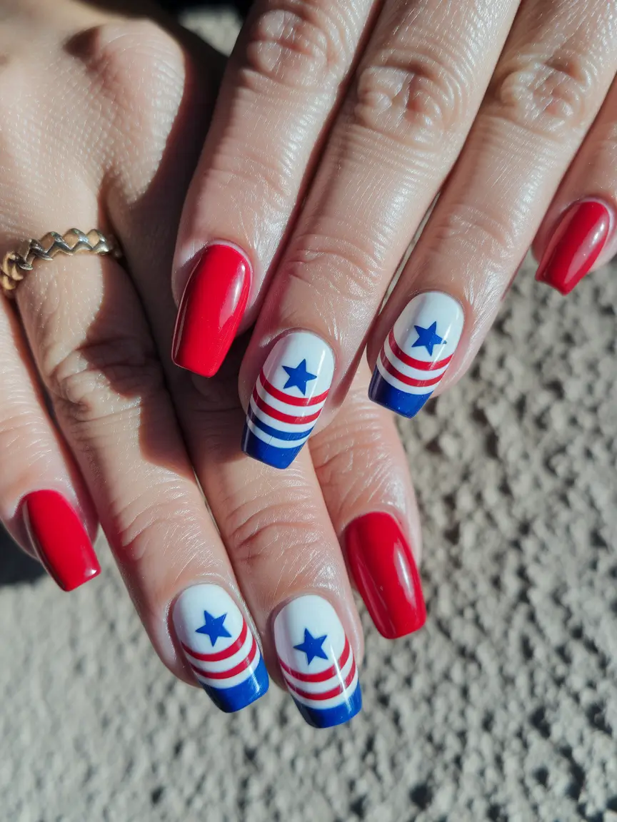 4th of july nails design simple Retro Rocket Rounds