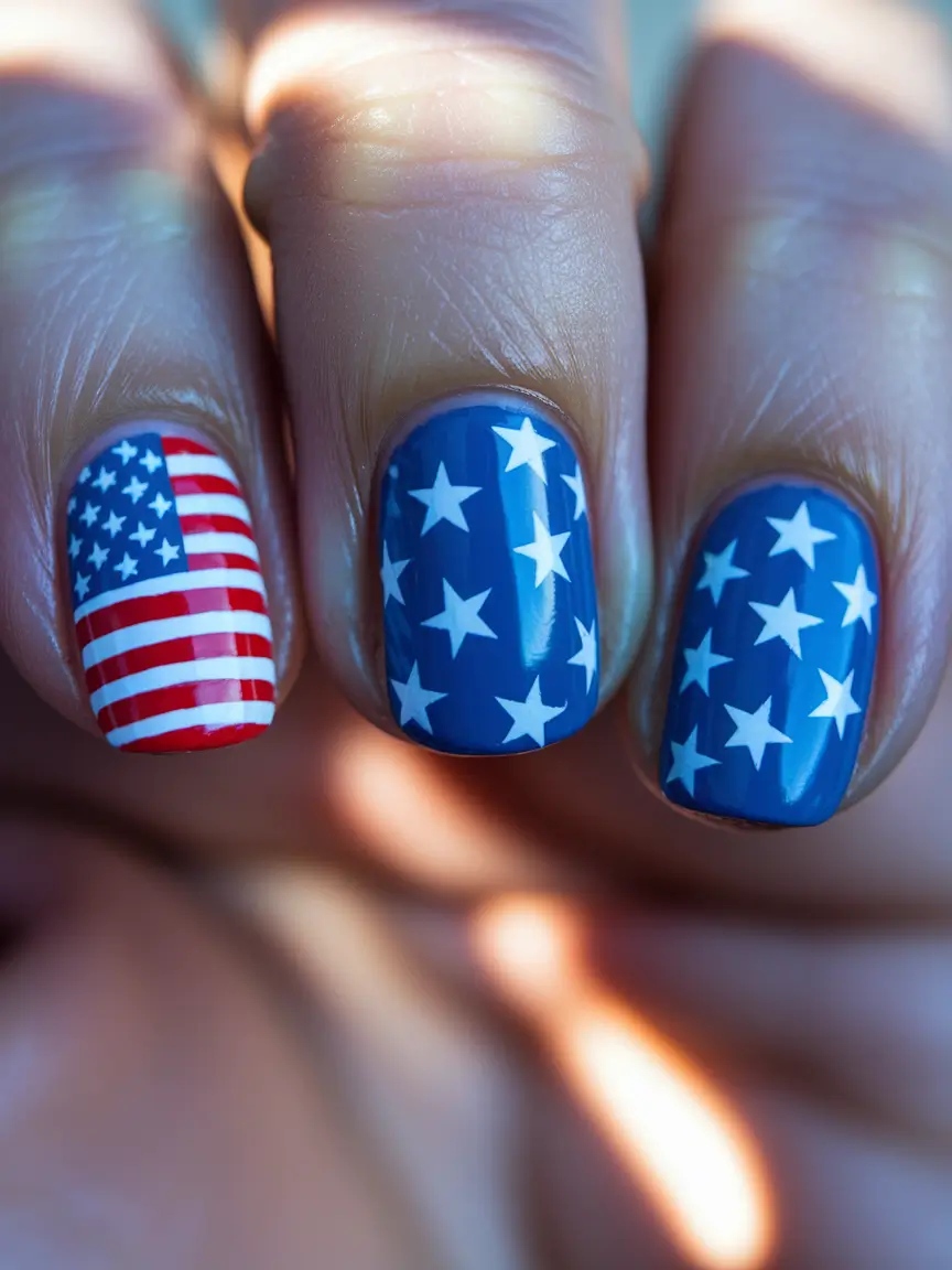 4th of july nails simple Patriot Blue in Matte Finish