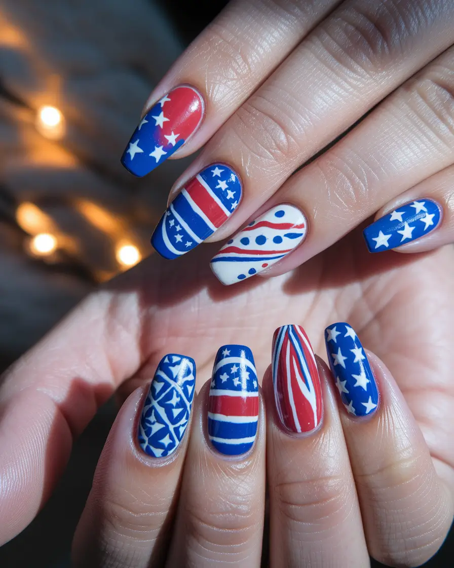 4th of july nails acrylic Red, White & Wildly Detailed