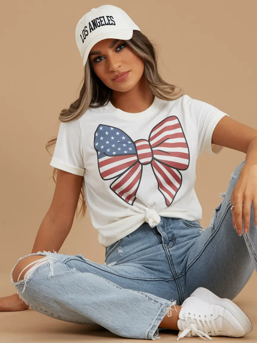 4th of july outfits ideas 2025 Cozy Casual with a Patriotic Bow