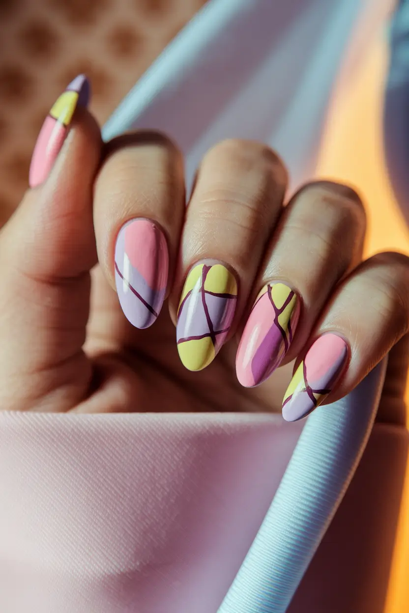 almond nails summer Geometric Pastel Puzzle