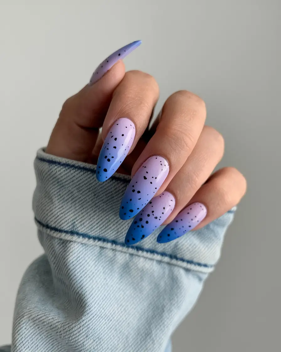 almond nails summer Twilight Fade with Speckled Charm