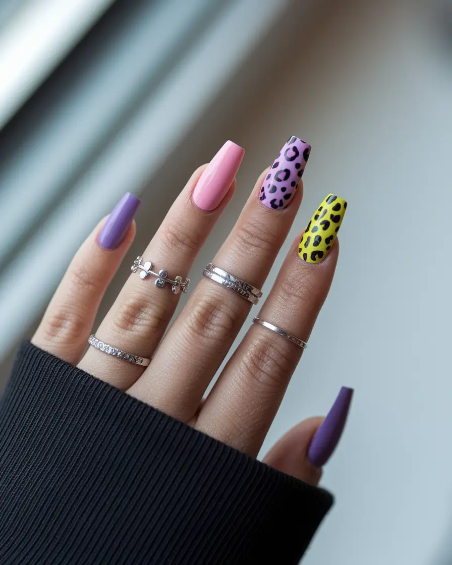 august nails designs ideas High-Contrast Jungle Pop with Neon Confidence