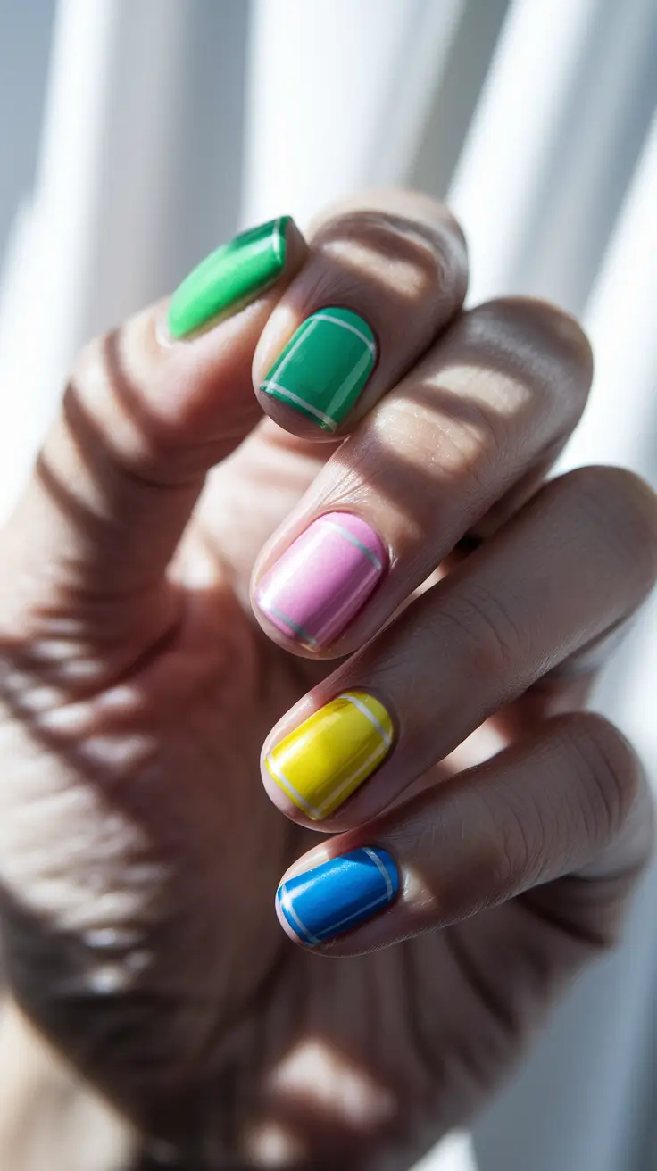 august nails designs short square Color-Blocked Cuties with Back-to-School Nostalgia