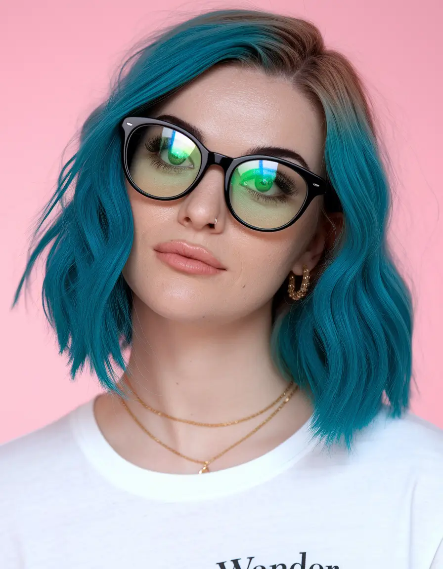 august hair color ideas - Electric Teal with a Cool Attitude
