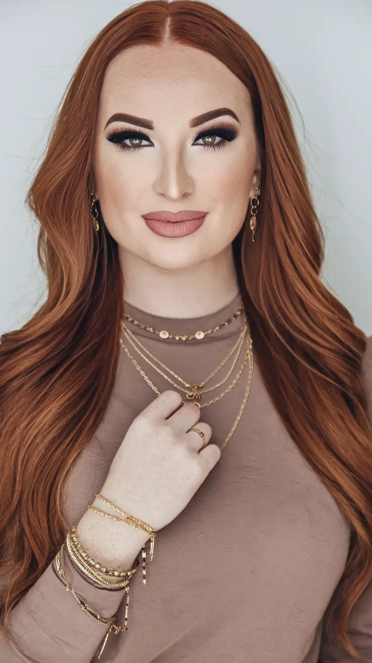 august hair color ideas - Cinnamon Auburn with Gleaming Warmth