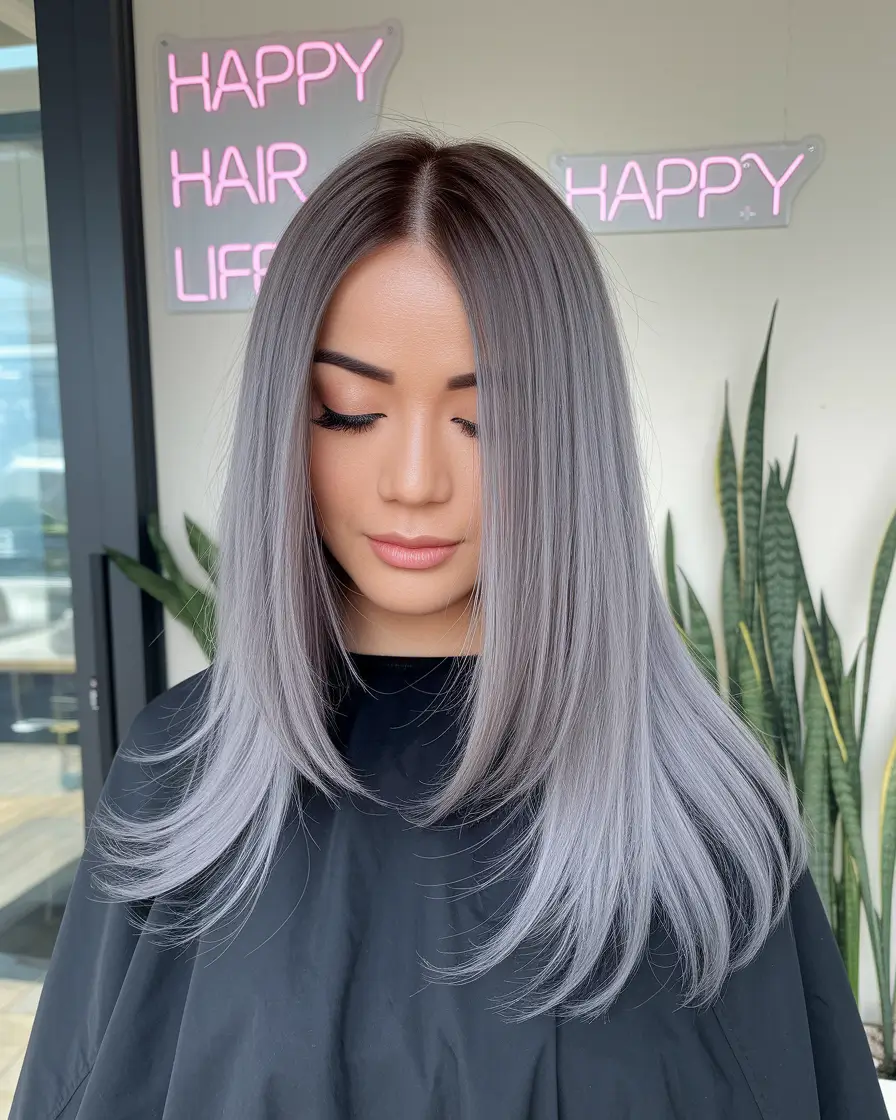 august hair color ideas - Platinum Ice with Shadowed Roots