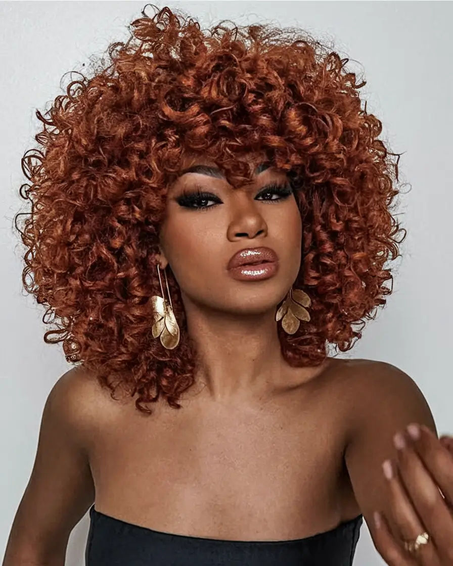august hair color ideas - Burnt Copper Ringlets with a Wild Spirit