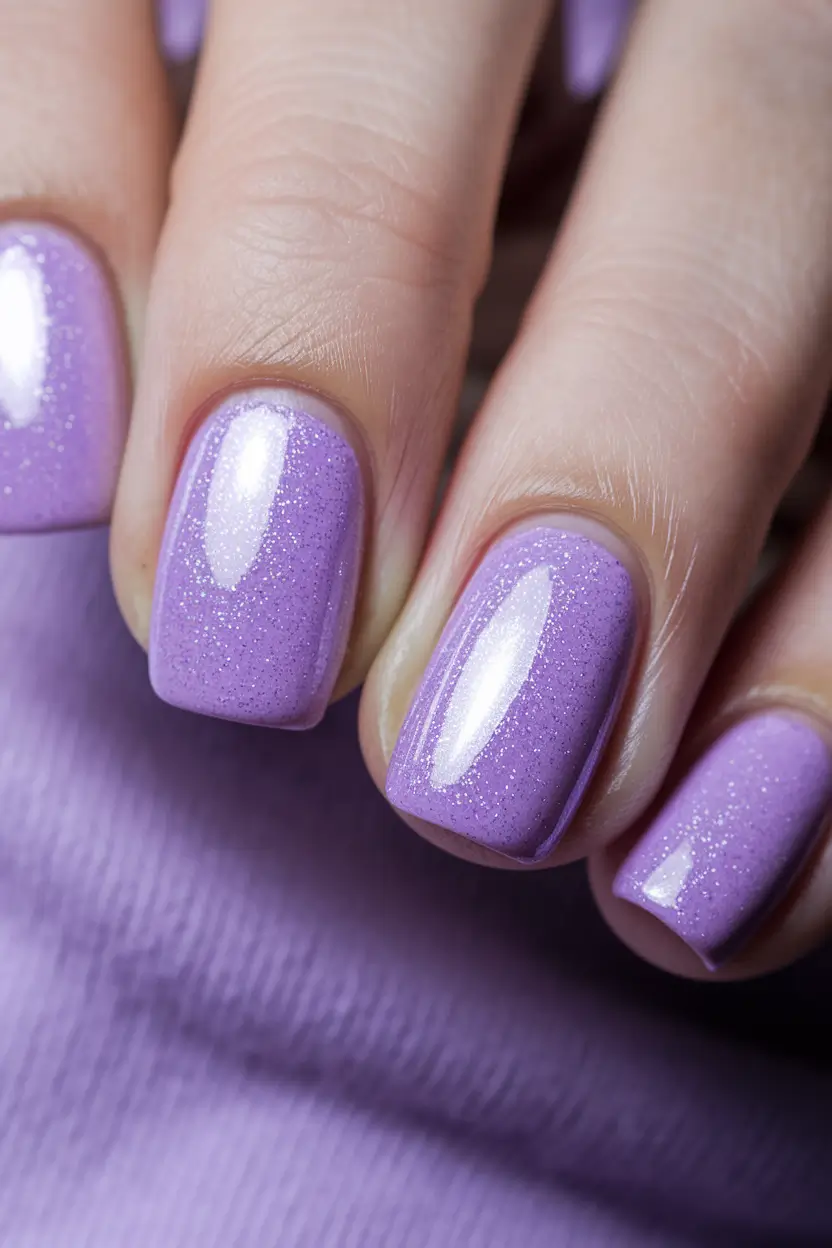 august nails color ideas Lavender Sparkle for Breezy Evenings