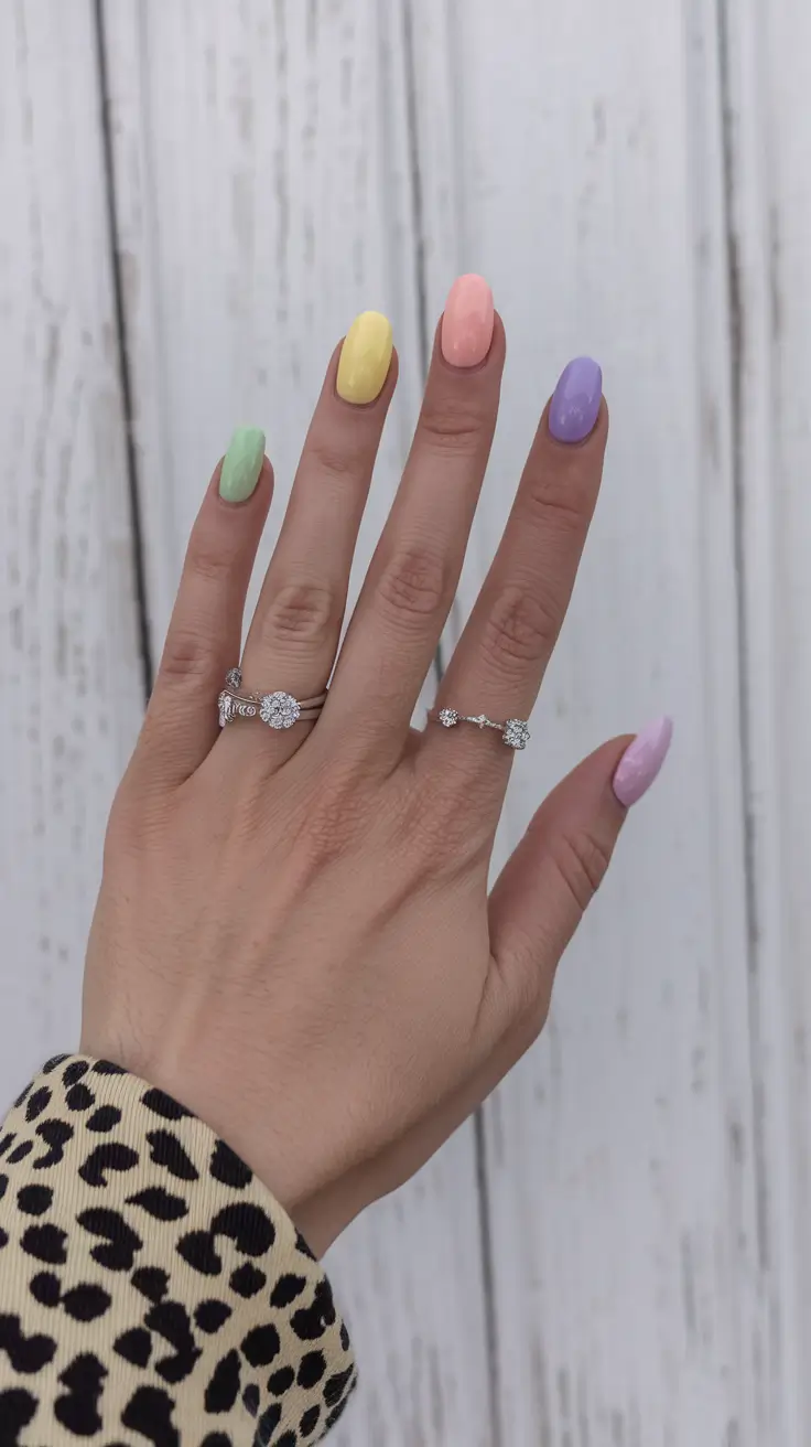 august nails color ideas Playful Pastel Rainbow for August Moods